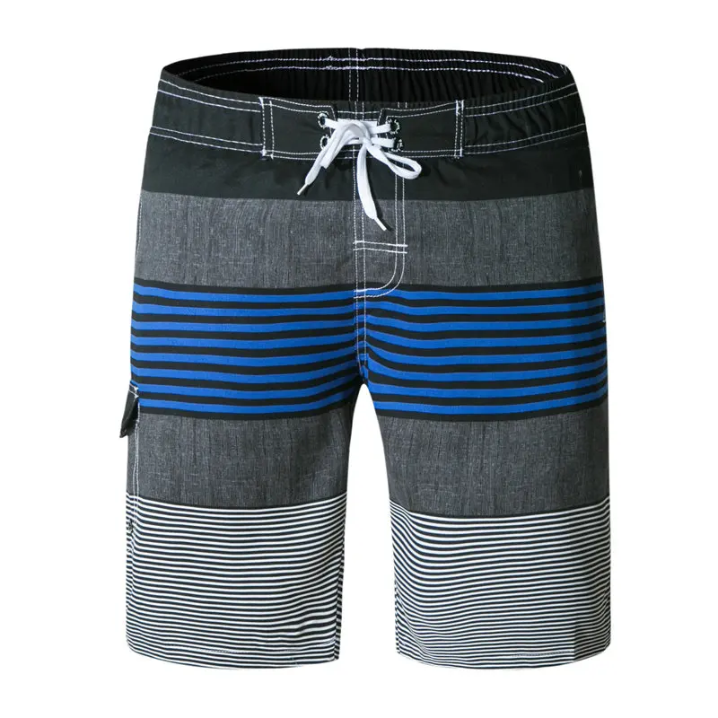 Летние Стильные повседневные мужские шорты для пляжа полосатая печатная плата шорты мужские быстросохнущие полиэфирные пляжные шорты плюс размер купальники - Цвет: Color as shown