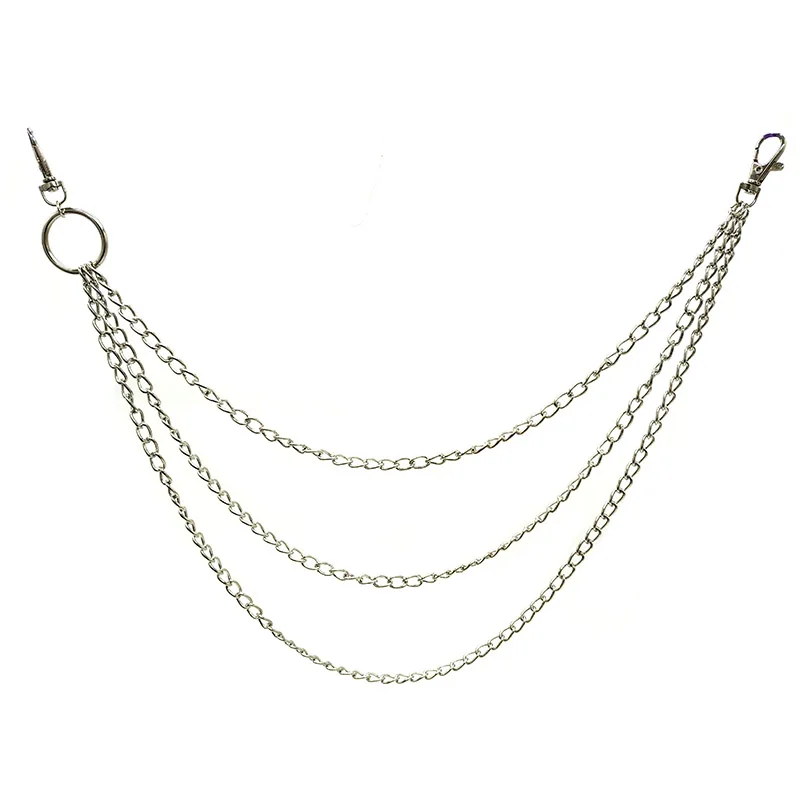 

Jean Biker Waist Wallet Chain Charm Three Layers Hippop Metal Keychain Dance Pant Key Chain Big Ring 2 Strands Portachiavi