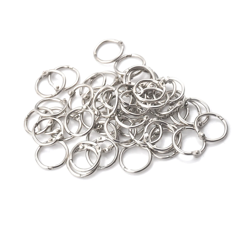 

50Pcs 16mm Staple Book Binder 20mm Outer Diameter Loose Leaf Ring Keychain Circlip Ring