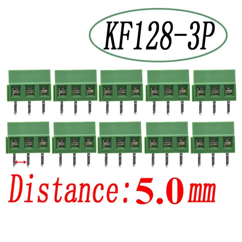 KF128-2P KF128-3P 3,81 5,0 7,5 2,54 мм печатной платы Клеммная колодка с терминал KF120-2.54 DG308 MG128 - Цвет: KF-128-3P 5.0MM