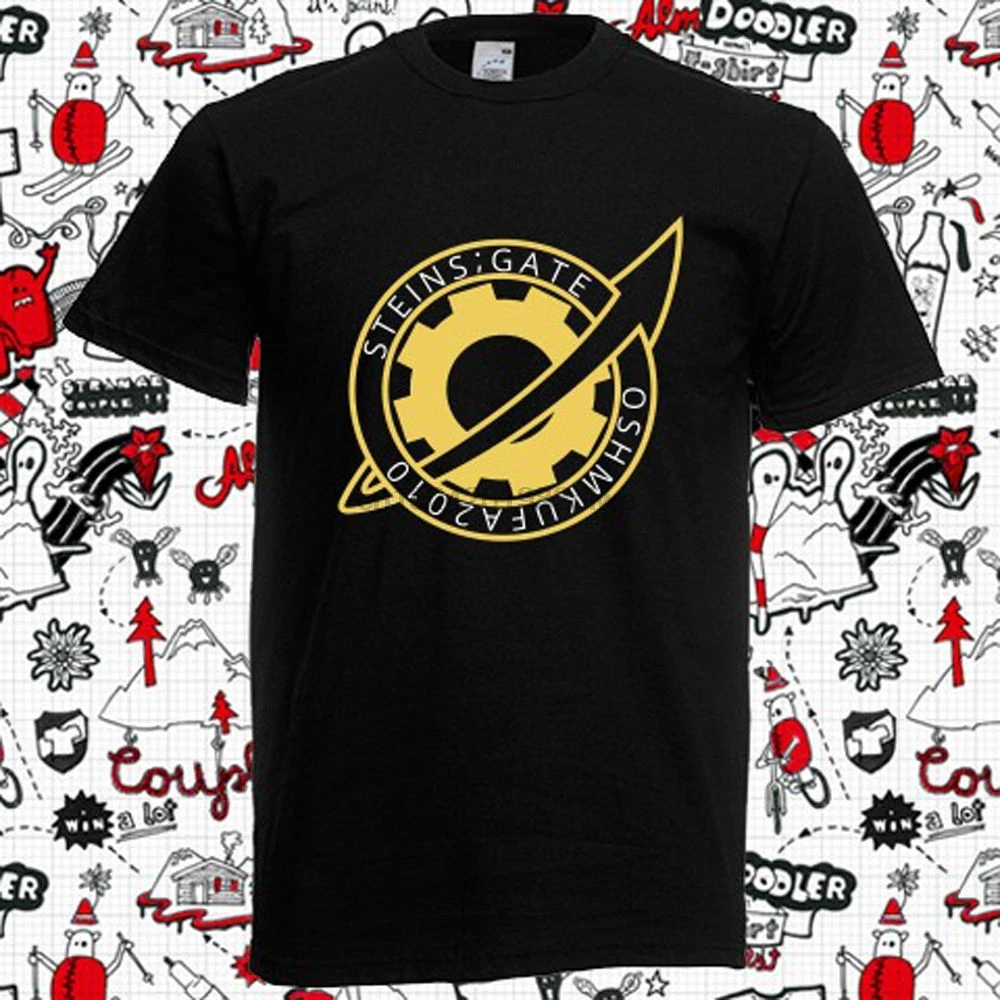 

New Steins Gate El Psy Congroo Anime Cartoon Mens Black T-Shirt Size S to 3XL