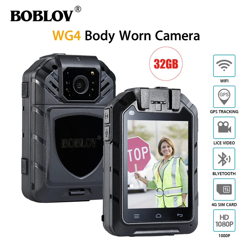 

BOBLOV WG4 2.8 Inch LCD HD 1080P MTK Chip IR Night Vision Body Worn Camera 4G Wifi Wireless Police Camera GPS 16MP Video Camera