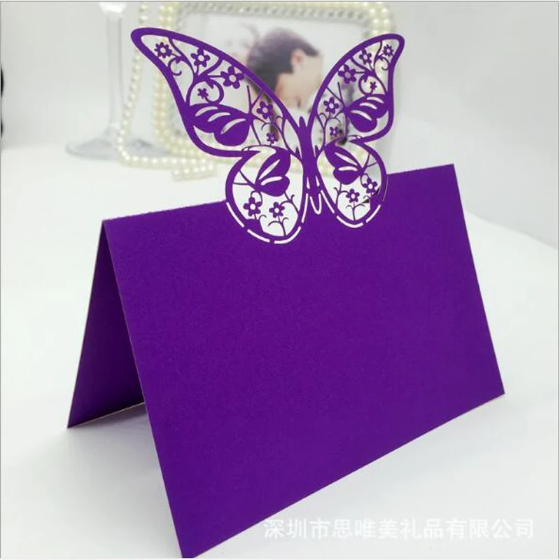 50pcs Laser Cut Butterfly Shaped Table Name Place Cards Chic Favor Message Setting Name Card Wedding Birthday Party Supplies (2)