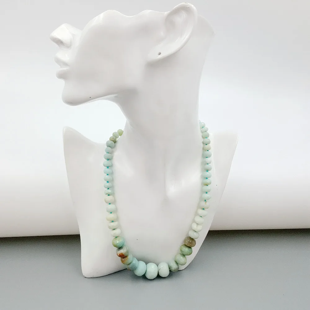 

LiiJi Unique Natural Stone Amazonite Abacus Shape Faceted Beads Necklace Approx 48cm/19''