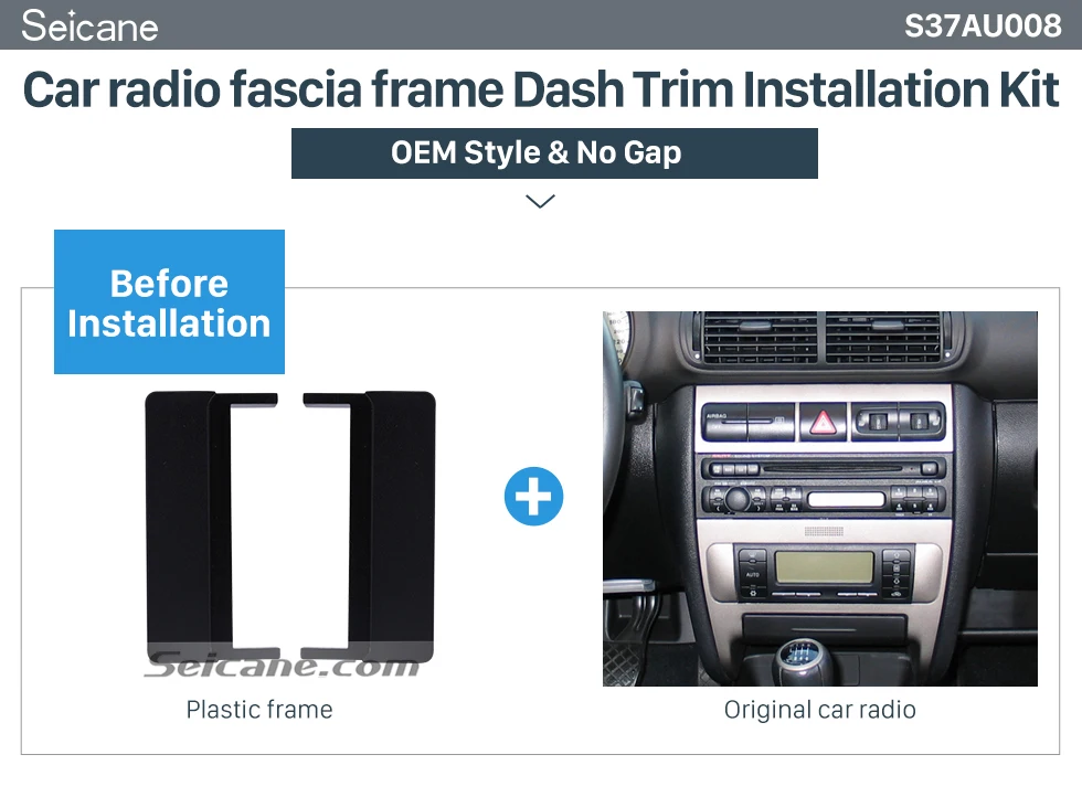 Seicane 1Din 2000+ AUDI A2 2000 AUDI A3 1999-2011 AUDI A4 1999-2004 AUDI A6 Car Radio Fascia Stereo Frame Panel Installation Kit