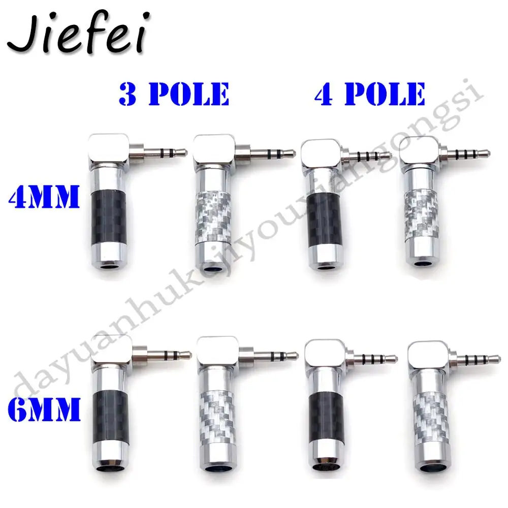 

10pcs Carbon Fiber Rhodium Plating Jack 2.5mm 3 4 Pole Audio Stereo with Clip Male Plug for Earphone DIY Repair 4mm or 6mm cable