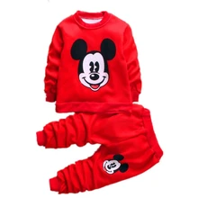 Коллекция года, комплект одежды для детей, футболки с длинными рукавами и рисунком Мики для маленьких девочек и мальчиков+ штаны комплект из 2 предметов, осенне-зимняя теплая одежда для детей, От 1 до 5 лет