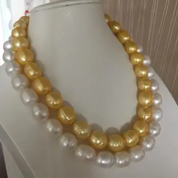 

2 rows 11-13mm south sea baroque multicolor pearl necklace 18inch 925s