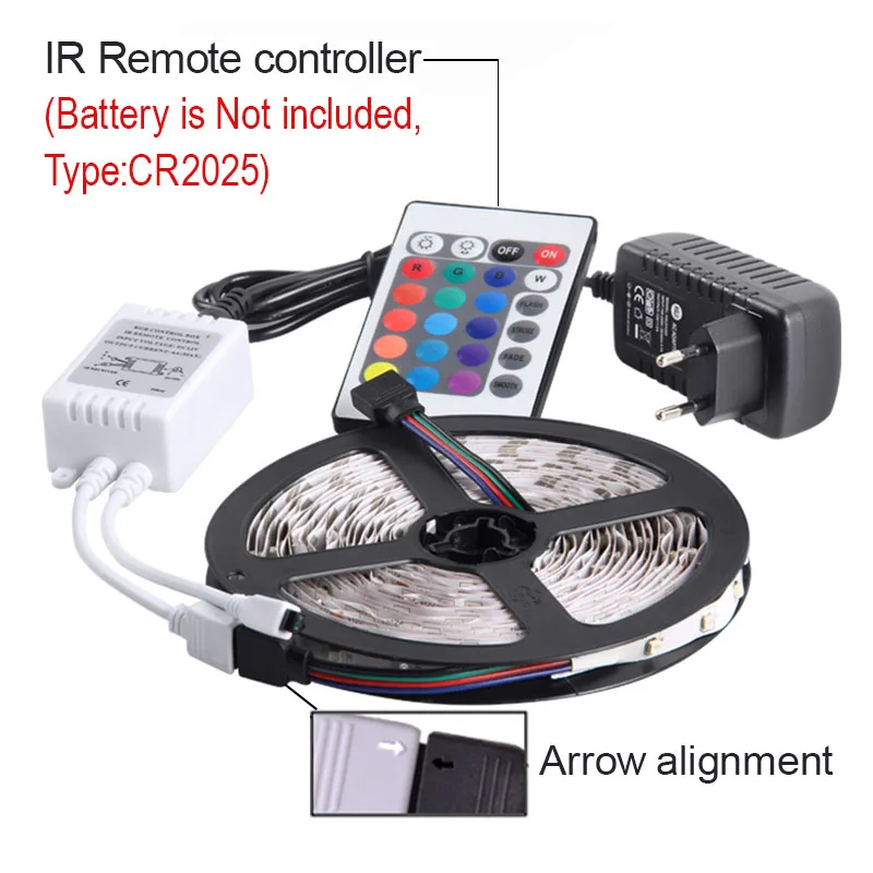 RGB Светодиодная лента 2835 SMD 60 светодиодов/м 5 м гибкая светодиодная DC 12 В 2A адаптер