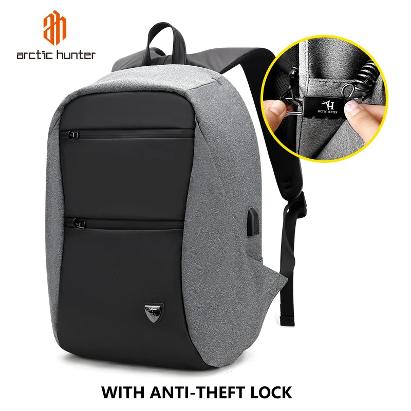 Деловой мужской рюкзак для ноутбука с зарядкой от usb 15,6 дюймов, модный мужской черный рюкзак с защитой от кражи, вместительные дорожные сумки - Цвет: Gray Backpack