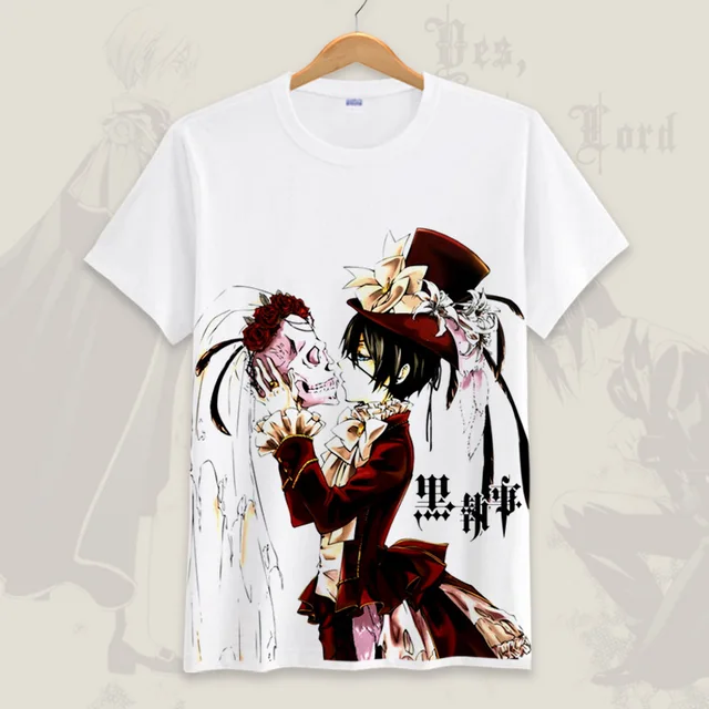 Black Bulter Kuroshitsuji Anime White Tshirts Casual Loose Men Women Boys Unisex Short Sleeve Summer T shirt Tee Cosplay Gifts 2