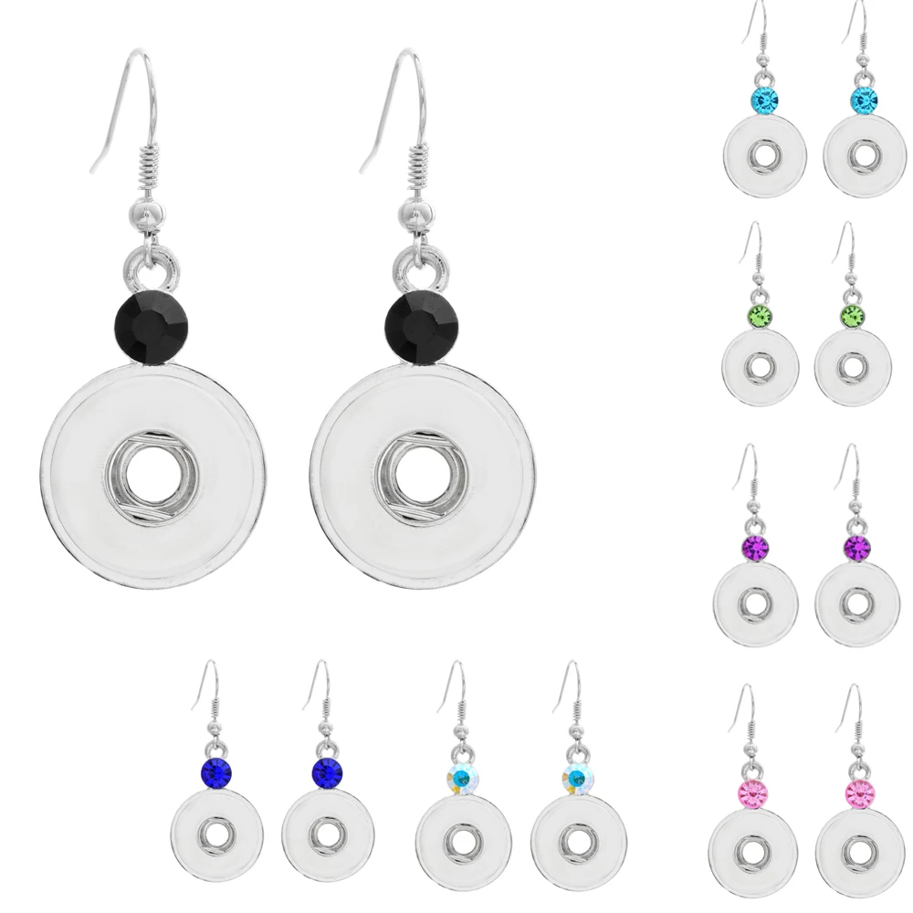 

Bo Bo world 5colors silver crystal Women's earring 18mm snap button jewelry female Snap Earring ER08 one direction bohemian
