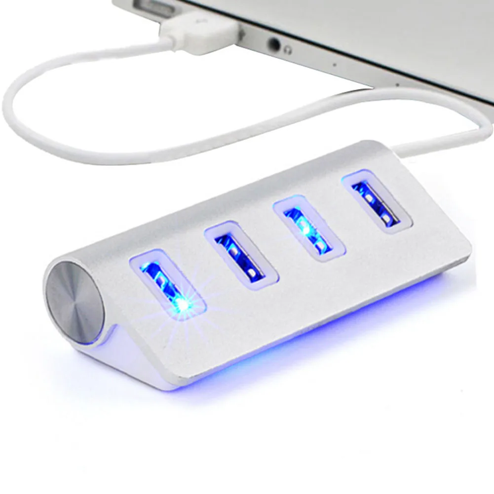 

USB 2.0 Aluminum Alloy Adapter Splitter Laptop Expander Hub Tablet Portable Multi Combo High Speed Computer Accessories 4 Port