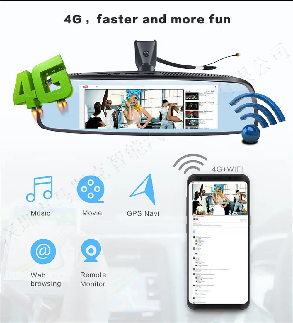 ZUCZUG 7,8" 4G сенсорный ips Автомобильный видеорегистратор камера зеркало ADas GPS Bluetooth Wi-Fi Android 5,1 двойной объектив FHD 1080 p видеорегистратор