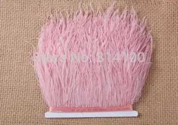 

2Yard/lots Long Ostrich Light Pink Feather Plumes Fringe trim 10-15cm Feather Boa Stripe for Party Clothing Accessories Craft