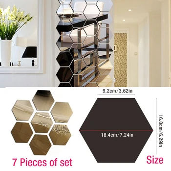 

7 Pcs 18x16cm Acrylic Mirror Wall Sticker DIY Art Wall Decor Wall Stickers Living Room Decor 3D Decorative Mirror floor Sticker