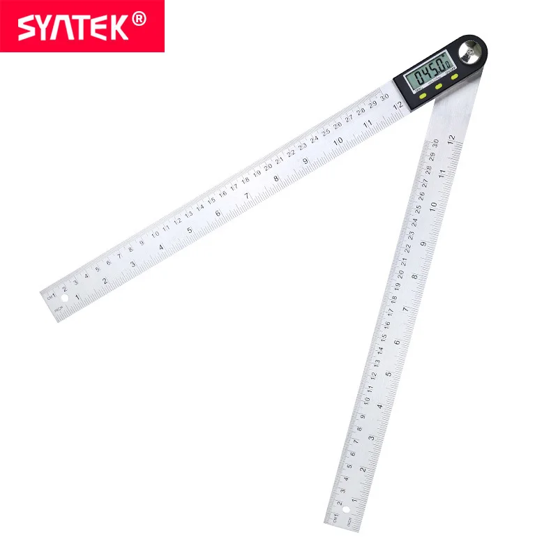  Syntek 0-200mm 0-300mm Electronic Digital Angle Finder Meter Stainless Steel Angle Ruler Protractor