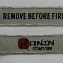 Ронин стратегии удалить перед обжигом логотип Вышивка Ткань брелок