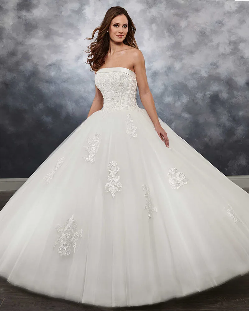 

New Arrival Beading Appliques Luxury Ball Gown Wedding Dresses with Jacket Princess Robe de Mariee Lace Up Back Bride Dress