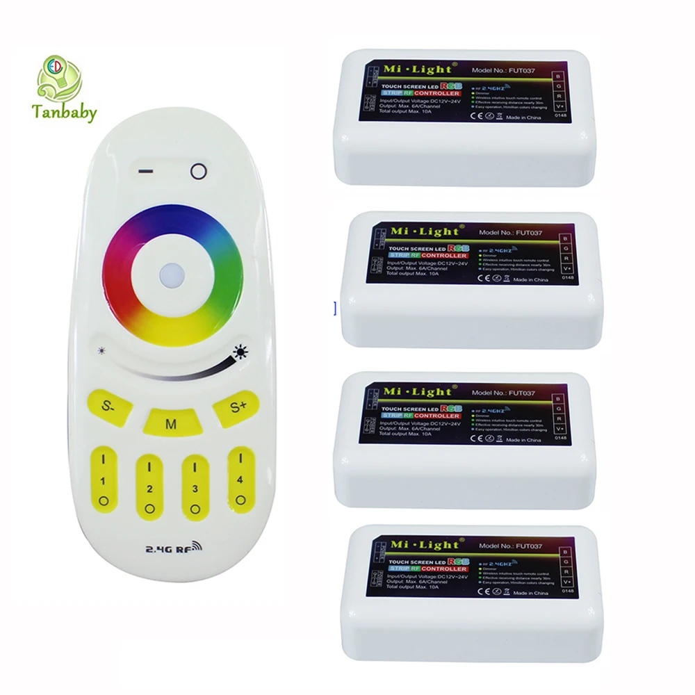 

2.4G 4-zone Mi.light wireless RF remote controller for bulb& led strip 1X RGB remote + 4X RGB controller