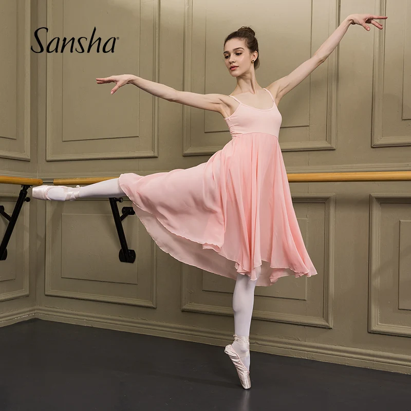Sansha Женское ночное трико с длинной прозрачной сетчатой юбкой балетные