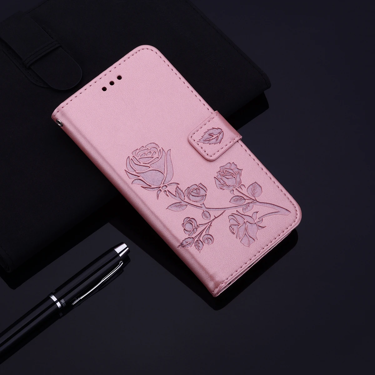 Кожаный флип-чехол для телефона для samsung J6 Plus роскошный цветочный кошелек сумка чехол s для samsung Galaxy J6plus J610 J600 - Цвет: RoseGold