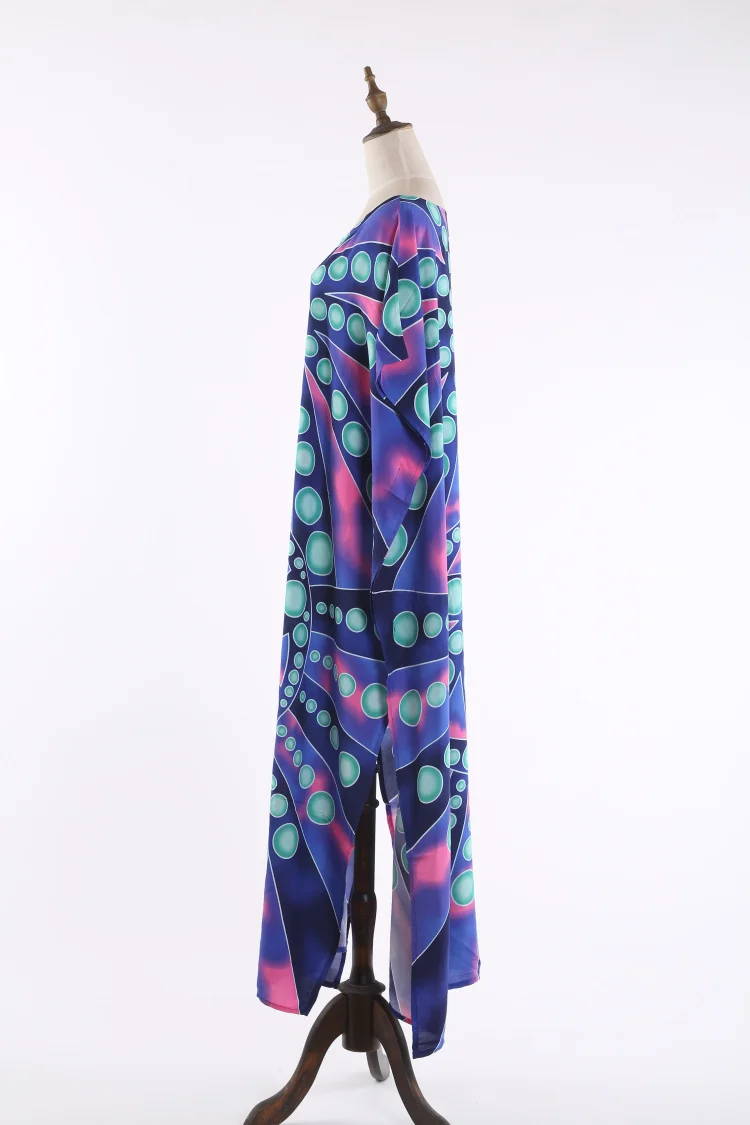 Maxi Beach Dress Lotus Floral Swimsuit Cover Up Long Kaftan
