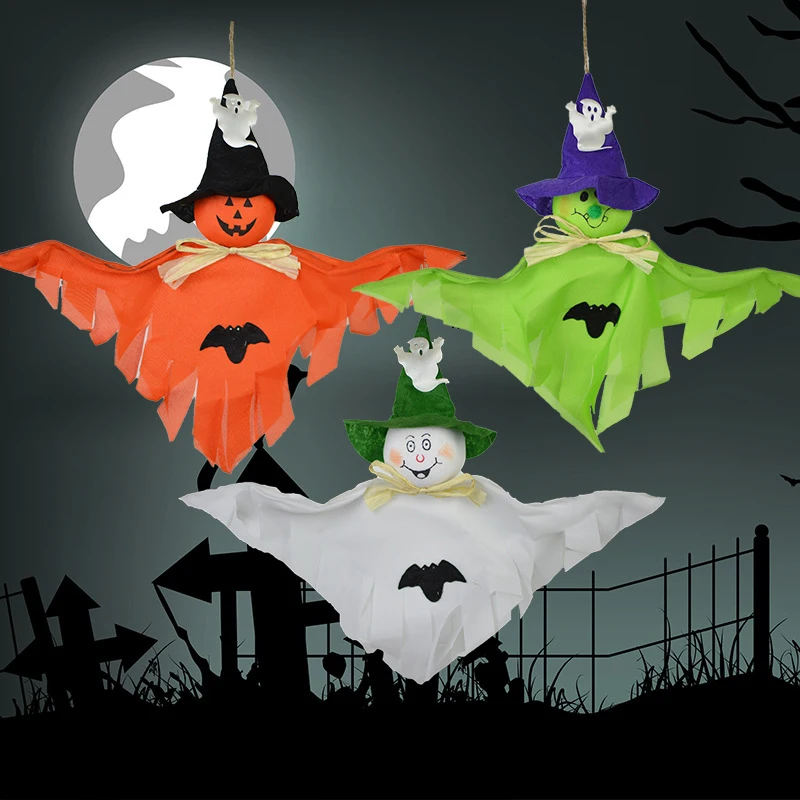 1x Halloween Scary Props Garland Pumpkin Spider Hanging Ghost Paper Party Decor 3 Colors