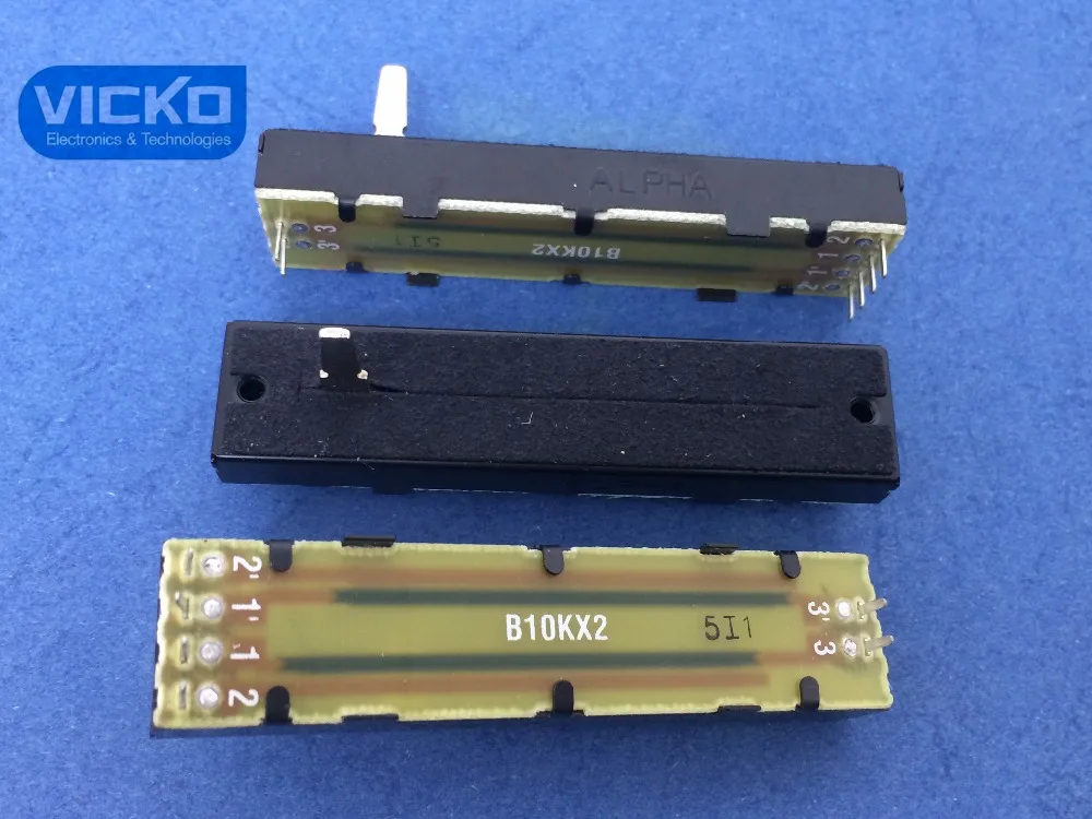 

[VK]Original ALPHA 73MM 7.3CM B10KX2 shaft 20MM Slide potentiometer with a straight bar inside flannel dust (SWITCH)