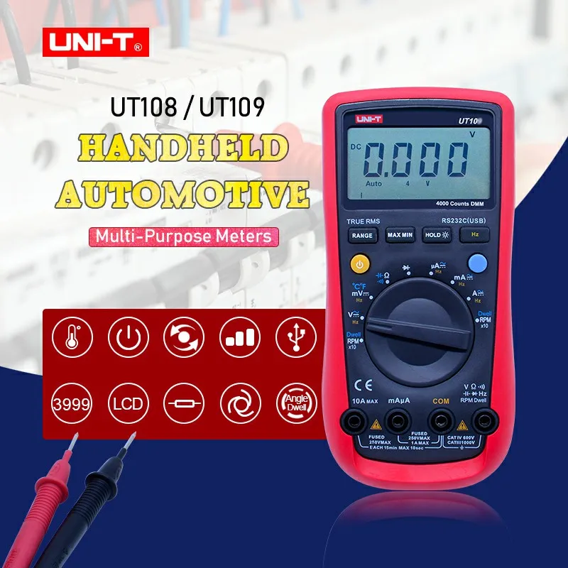 

UNI-T UT109 Voltmeter Professional Auto 4000 Resistance Capacitance Frequency Rs232 Digital Multimeter ACDC voltmeter DC Ammeter