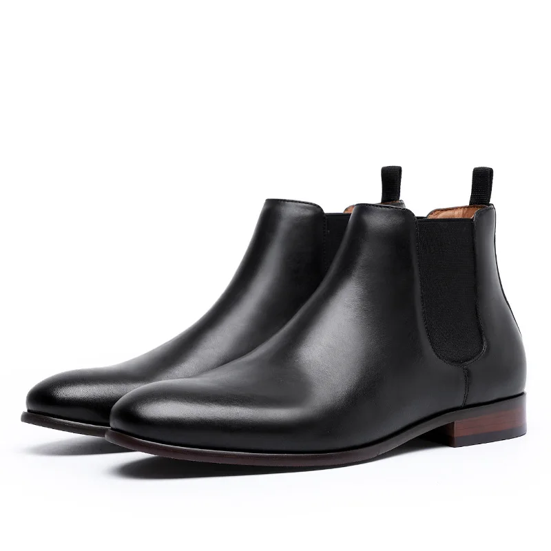 NPEZKGC Spring Autumn Men's Chelsea Boots Leather Casual Shoes Male British Style Slip-on Wedding Dress Short Boot For Man