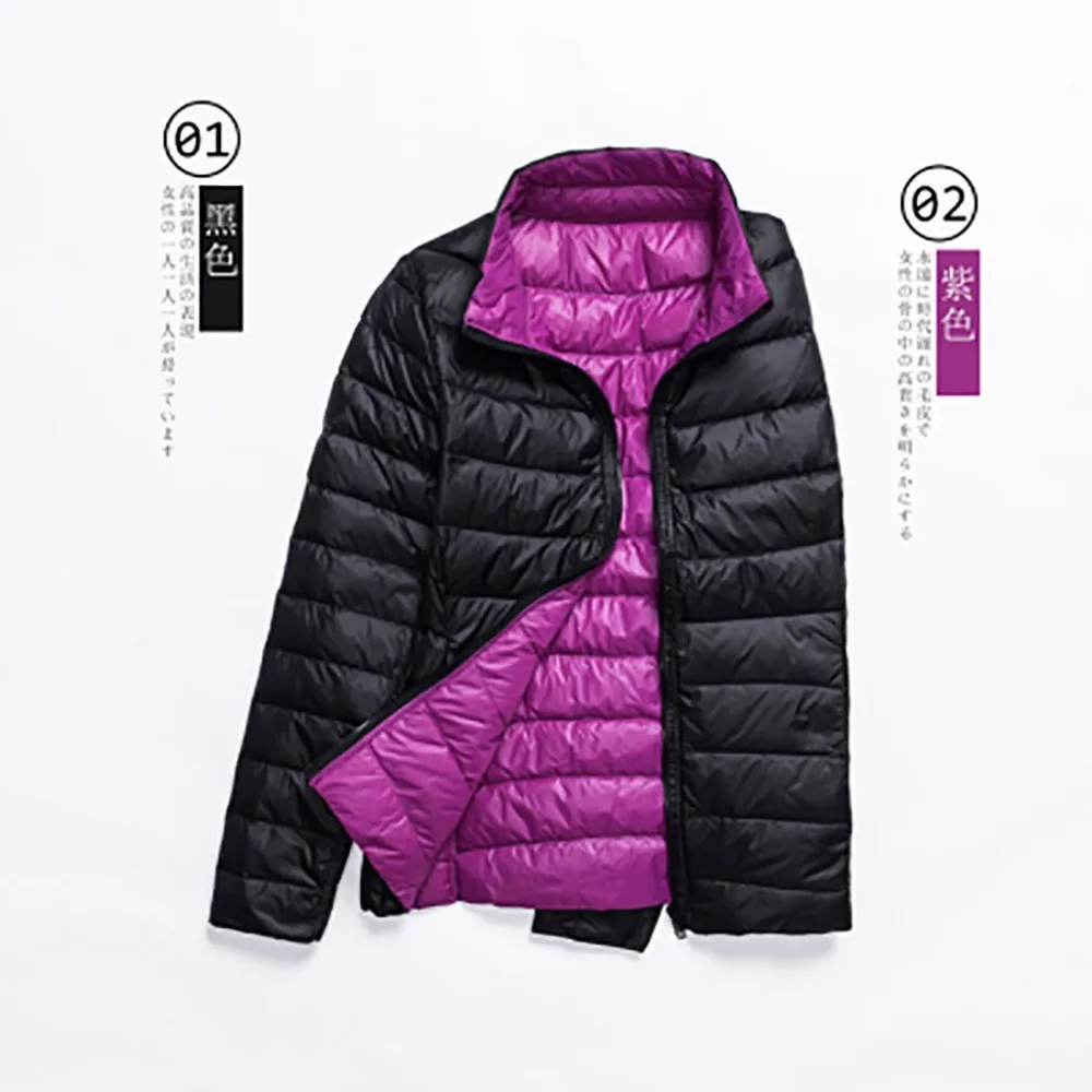 Goedkoop Winter Jassen Vrouwen Ultra Licht Donsjack Witte Eend Down Jas Lange Mouwen Warm Parka Vrouwelijke Draagbare Dubbelzijdig Uitloper