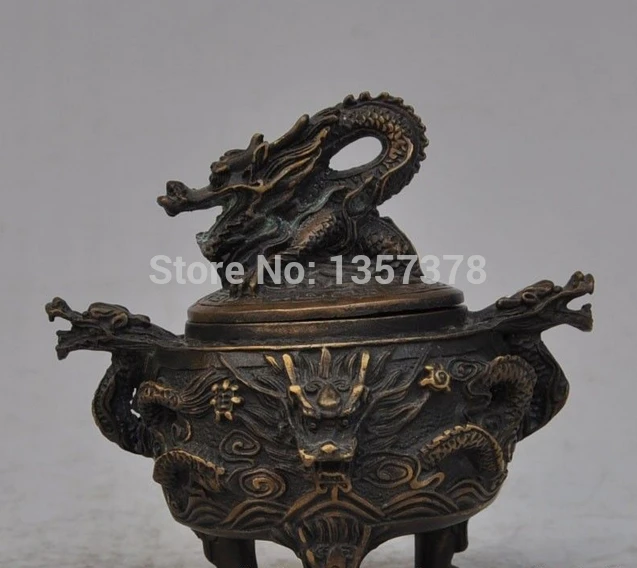 

shitou 00491 Chinese Buddhism Copper Bronze Zodiac Year Dragon Beast incense burner Censer
