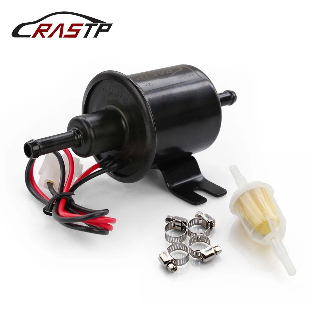 

RASTP-12V New Black Upgraded Fuel Pump Low Pressure Bolt Wire Diesel Petrol HEP-02A for Car Carburetor Motorcycle ATV FP009-TP