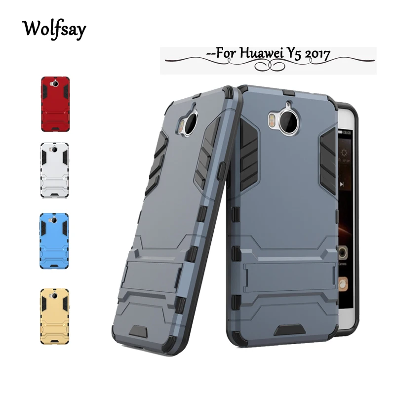 For Huawei Y5 2017 Case Shockproof Robot Rubber Hard Back PC Phone Protective Cover |