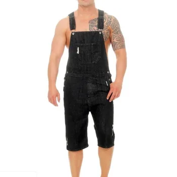 

New Denim Jumpsuits Vintage Loose Men Jeans Straight Pants Fashion Hole Casual Overalls Pocket Destroyed Ripped 2019 Summer Bib