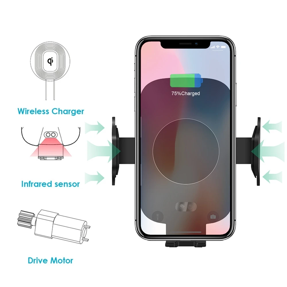 DCAE Автоматический Инфракрасный датчик Автомобильный держатель QI 10 Вт Быстрое беспроводное зарядное устройство для iphone 11 Pro XS MAX XR X 8 samsung S10 S9 S8