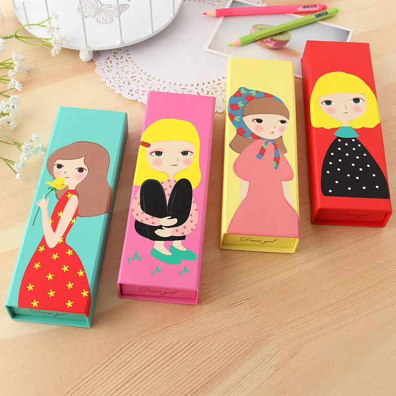 NOVERTY Kawaii Korea stationery cute paper pencil case for girls