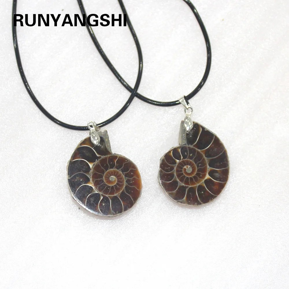 

Beautiful Natural Stone Ammonite Fossils Seashell Snail Pendants Ocean Reliquiae Conch Animal Necklaces Statement Jewellery