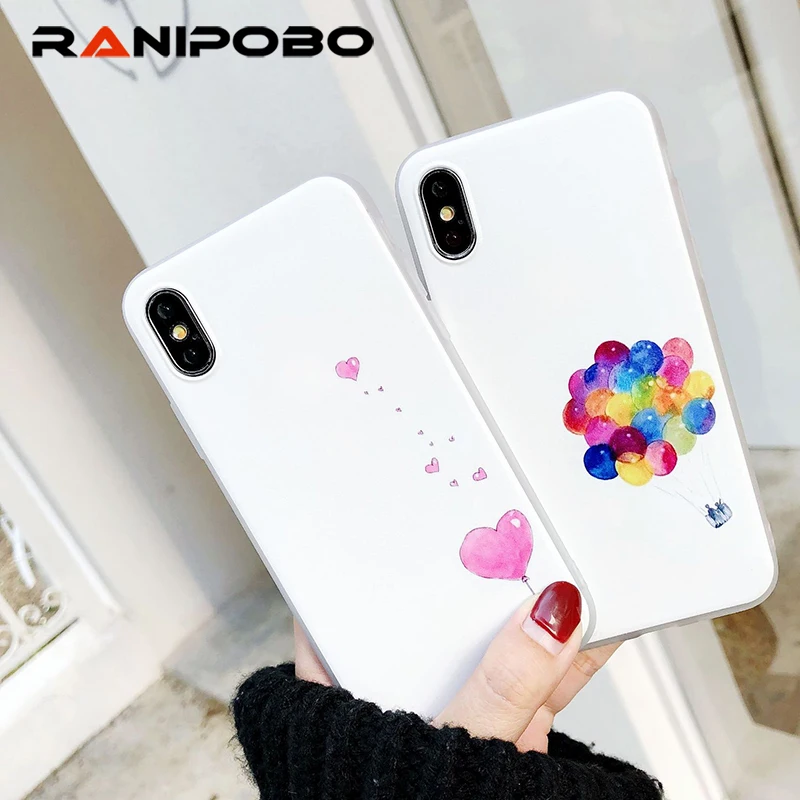 

Lovely balloon Painted Phone Case For iphone X 6 6S 7 8 Plus Case Fashion Couples Soft TPU Silicone Back Cover Cases Coque