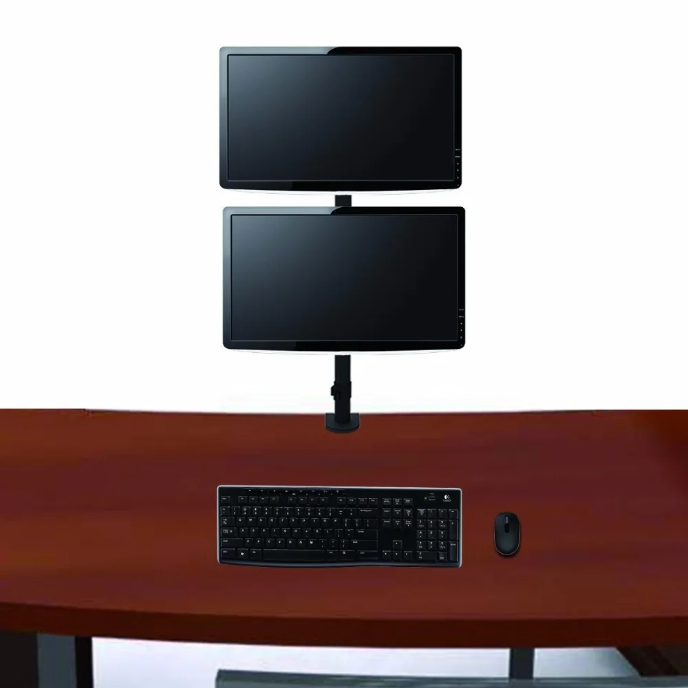  Suptek Dual LCD LED Monitor Stand Desk Mount Bracket Heavy Duty Stacked Holds Vertical 2 Screens up - 32805138642