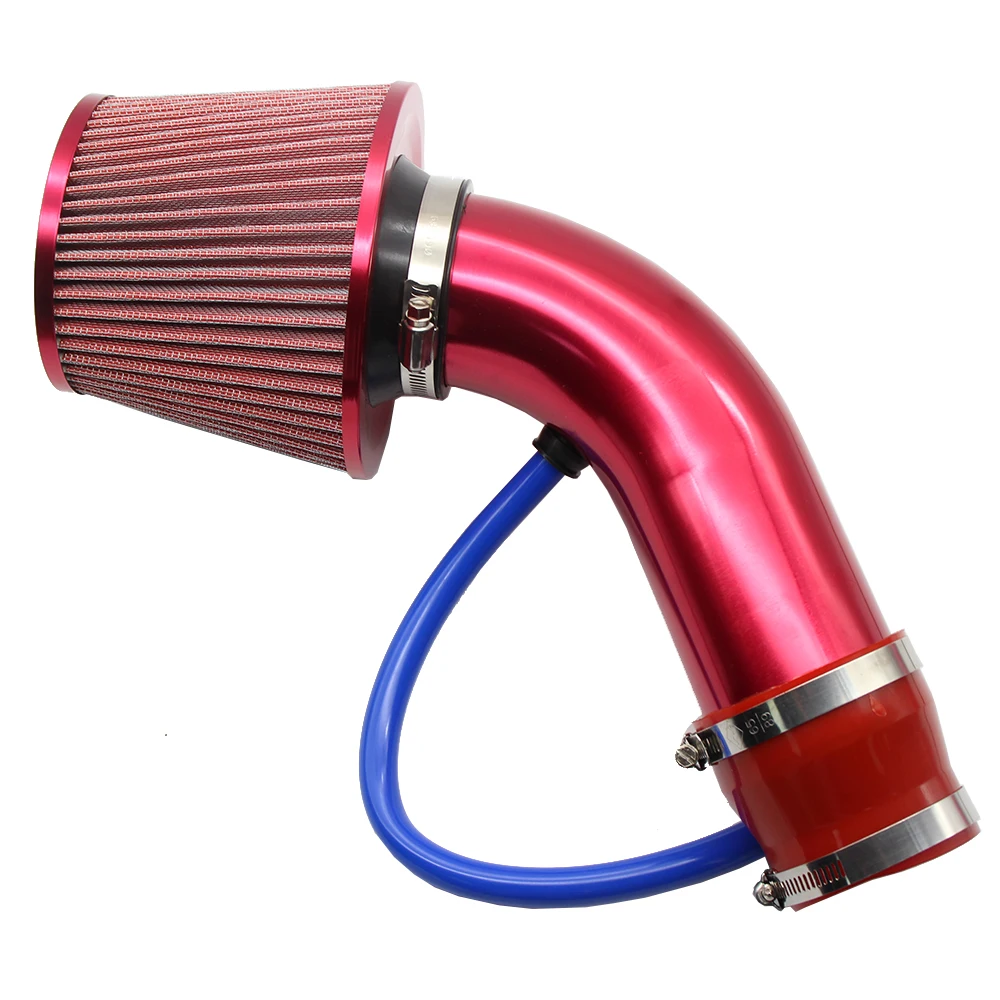 LEDAUT Short Air Intake Kit Red Stainless Steel Pipe Diameter 3" Length