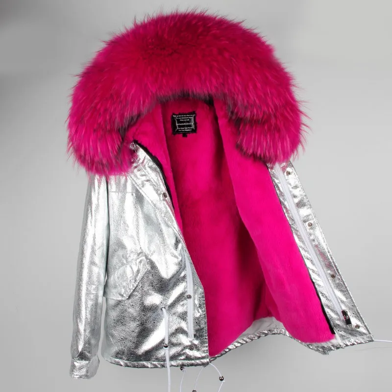 Maomaokong новое зимнее пальто с подкладкой из искусственного меха с большим воротником из меха енота, Короткое женское пальто