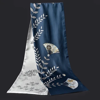 

Double 100% Real Silk Scarf For Women 2019 Print Neckerchief Shawls Wraps Natural Pure Silk Scarves Headscarf For Party 178*26cm