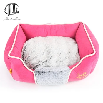 

Pet Nest Soft Warm Short Plush Elastic Square Shape Dog Bed with Removable Pet Mat for Puppy Middle Dog Pet Cat Supplies Nest