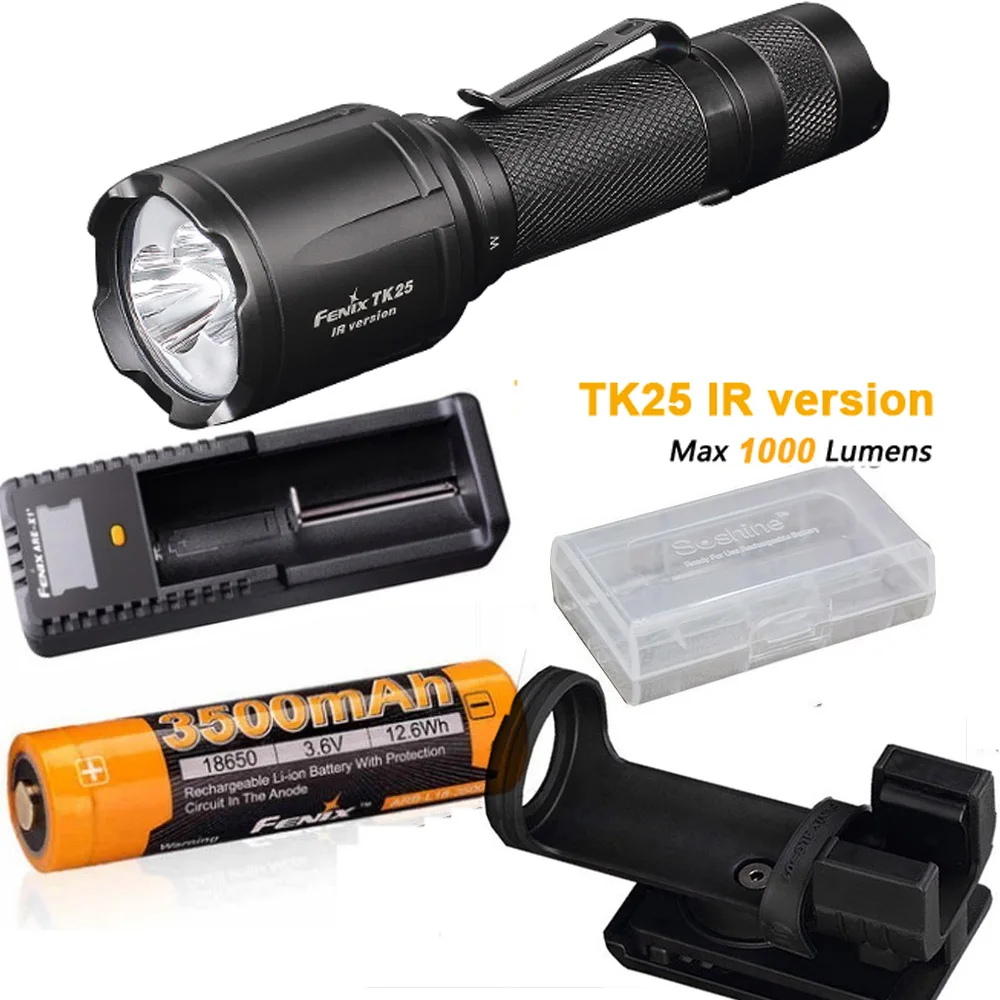 

Fenix TK25 IR (TK25IR) 1000 Lumen LED 3000mW 850nm Infrared Tactical Flashlight with ARB-L18-3500 battery, ARE-X1+ charger