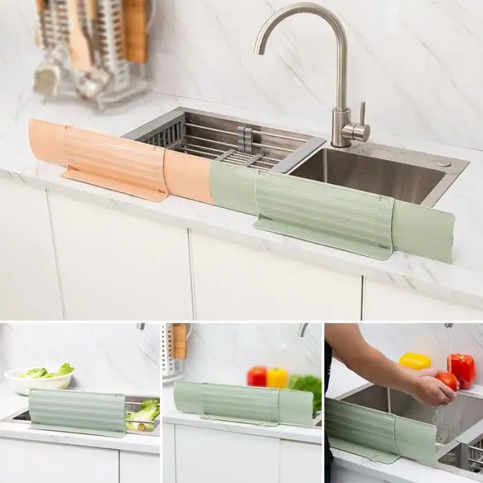 Kitchen Sink Splash Baffle Washing Vegetable Fruit Protector Suction Cup Sink Water Baffle TT-best