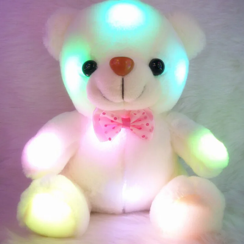 Christmas Toys for Children Light up Plush Stuffed Bear Cute Baby Toys 20CM White Flashing Bear Kids Birthday Gift