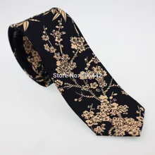 YIBEI Coachella Галстуки тонкий черный галстук хлопок с коричневым цветком сливы узкий галстук мужской повседневный 6 см галстук-бабочки для худых Gravata