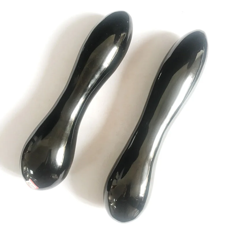 

MJP 22cm Polished Hand Carved Natural Black Obsidian Round Healing Crystal Yoni Massage Wand